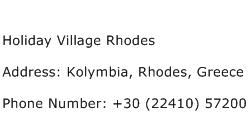 Holiday Village Rhodes Address Contact Number