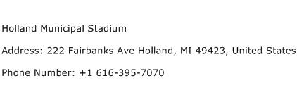 Holland Municipal Stadium Address Contact Number