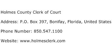 Holmes County Clerk of Court Address Contact Number
