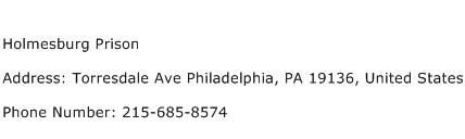 Holmesburg Prison Address Contact Number
