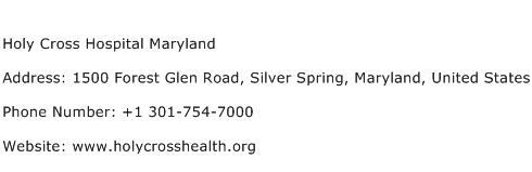 Holy Cross Hospital Maryland Address Contact Number
