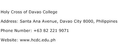 Holy Cross of Davao College Address Contact Number