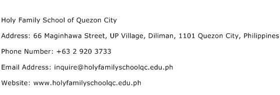 Holy Family School of Quezon City Address Contact Number