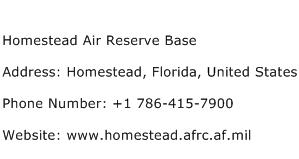 Homestead Air Reserve Base Address Contact Number
