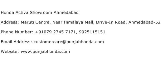 Honda Activa Showroom Ahmedabad Address Contact Number