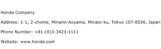 Honda Company Address Contact Number