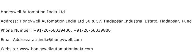 Honeywell Automation India Ltd Address Contact Number