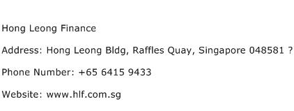 Hong Leong Finance Address Contact Number