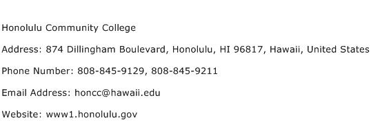 Honolulu Community College Address Contact Number