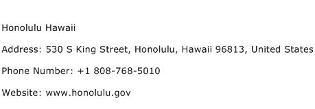 Honolulu Hawaii Address Contact Number