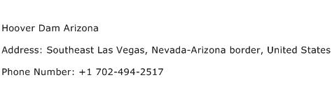 Hoover Dam Arizona Address Contact Number