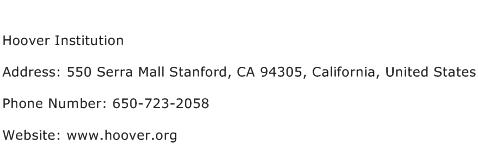 Hoover Institution Address Contact Number