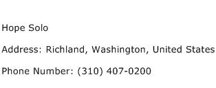 Hope Solo Address Contact Number