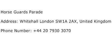 Horse Guards Parade Address Contact Number