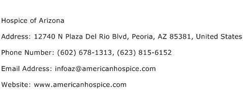 Hospice of Arizona Address Contact Number