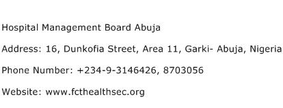 Hospital Management Board Abuja Address Contact Number