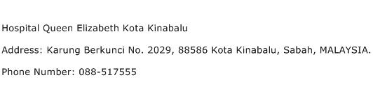 Hospital Queen Elizabeth Kota Kinabalu Address Contact Number