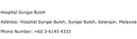 Hospital Sungai Buloh Address Contact Number