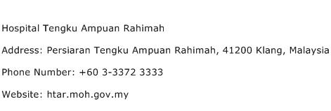 Hospital Tengku Ampuan Rahimah Address Contact Number