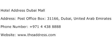 Hotel Address Dubai Mall Address Contact Number