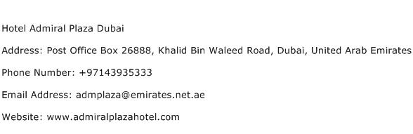 Hotel Admiral Plaza Dubai Address Contact Number