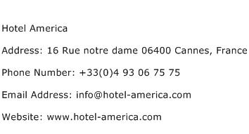 Hotel America Address Contact Number