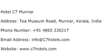Hotel C7 Munnar Address Contact Number