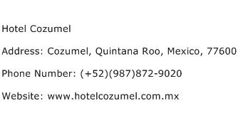 Hotel Cozumel Address Contact Number