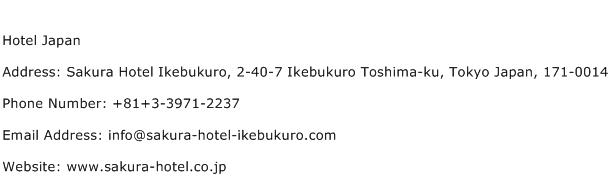 Hotel Japan Address Contact Number