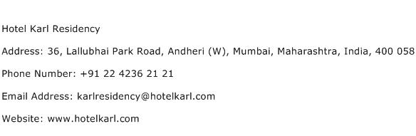 Hotel Karl Residency Address Contact Number