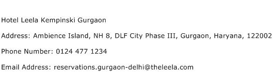 Hotel Leela Kempinski Gurgaon Address Contact Number