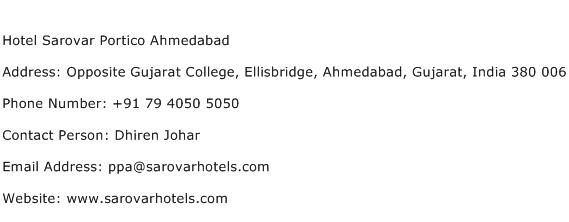 Hotel Sarovar Portico Ahmedabad Address Contact Number
