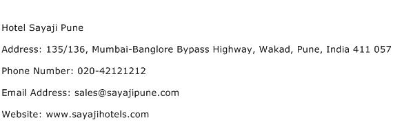 Hotel Sayaji Pune Address Contact Number