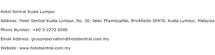 Hotel Sentral Kuala Lumpur Address Contact Number
