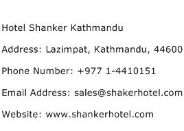 Hotel Shanker Kathmandu Address Contact Number