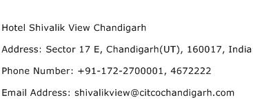 Hotel Shivalik View Chandigarh Address Contact Number
