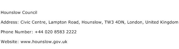 Hounslow Council Address Contact Number