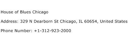 House of Blues Chicago Address Contact Number