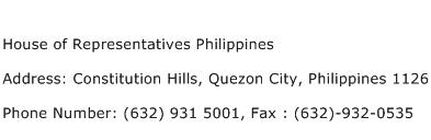House of Representatives Philippines Address Contact Number