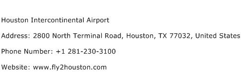 Houston Intercontinental Airport Address Contact Number