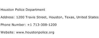 Houston Police Department Address Contact Number