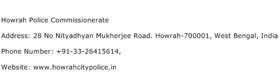 Howrah Police Commissionerate Address Contact Number