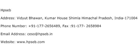 Hpseb Address Contact Number