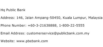 Hq Public Bank Address Contact Number