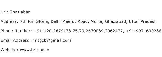 Hrit Ghaziabad Address Contact Number