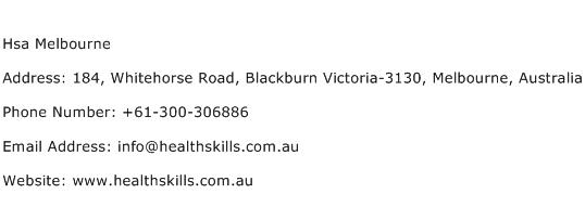 Hsa Melbourne Address Contact Number
