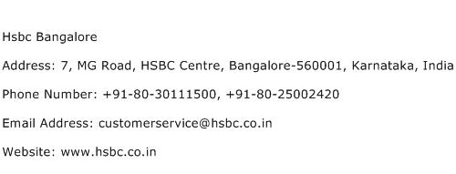 Hsbc Bangalore Address Contact Number