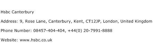 Hsbc Canterbury Address Contact Number