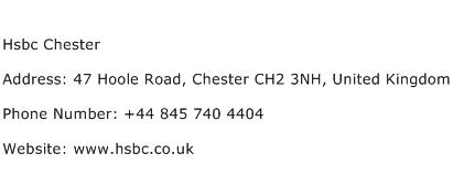Hsbc Chester Address Contact Number