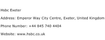 Hsbc Exeter Address Contact Number